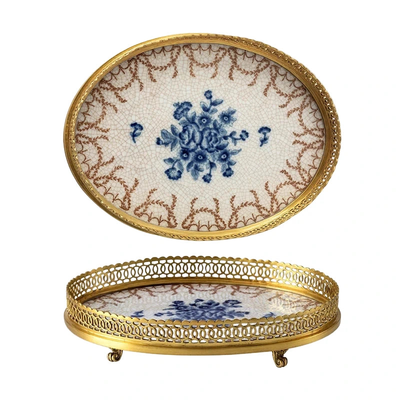 Hand Painted - Blue and white ceramic ornament set