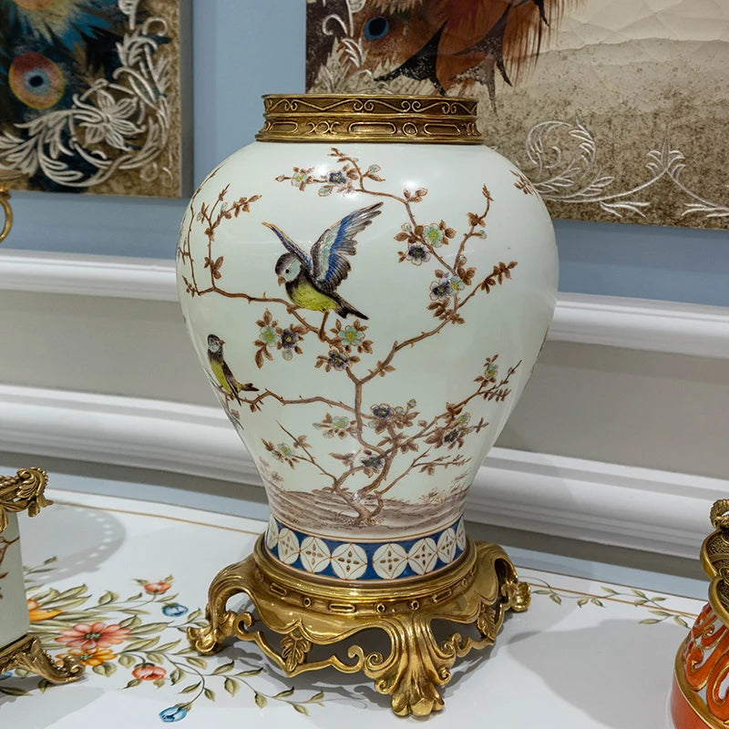 Hand-painted French luxury porcelain with brass decoration Ornaments