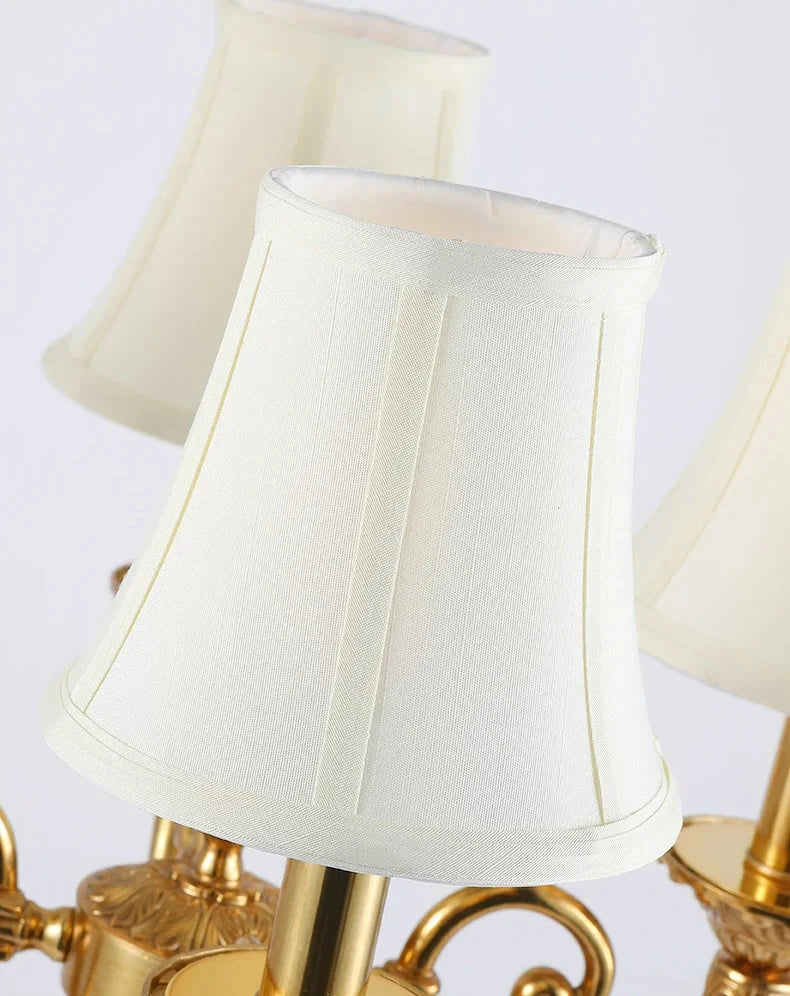 European 4 Lights Brass Fabric Table Lamp