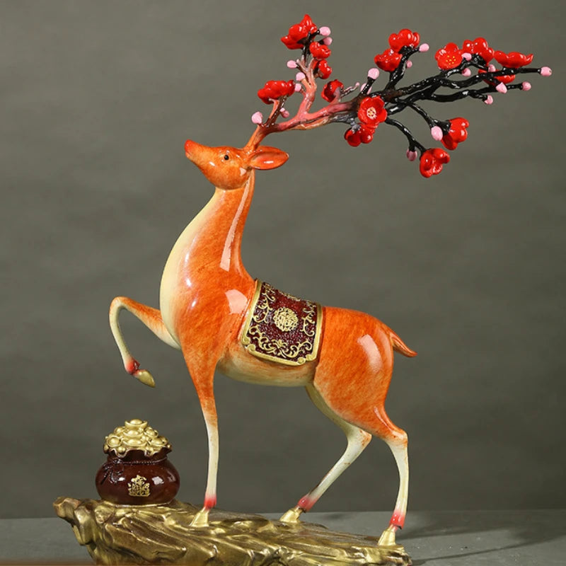 Handmade Copper deer ornaments, plum blossom deer