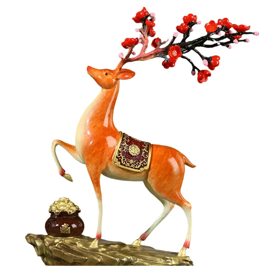 Handmade Copper deer ornaments, plum blossom deer