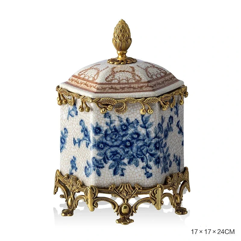 Hand Painted - Blue and white ceramic ornament set