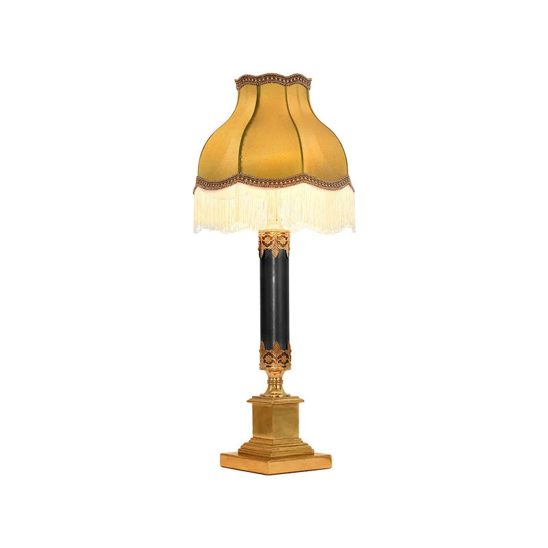 Copper  Table Lamp- Classic Yellow Lampshade