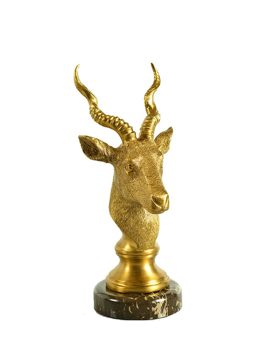 Vintage pure copper with marble animal sculpture deer head ornaments