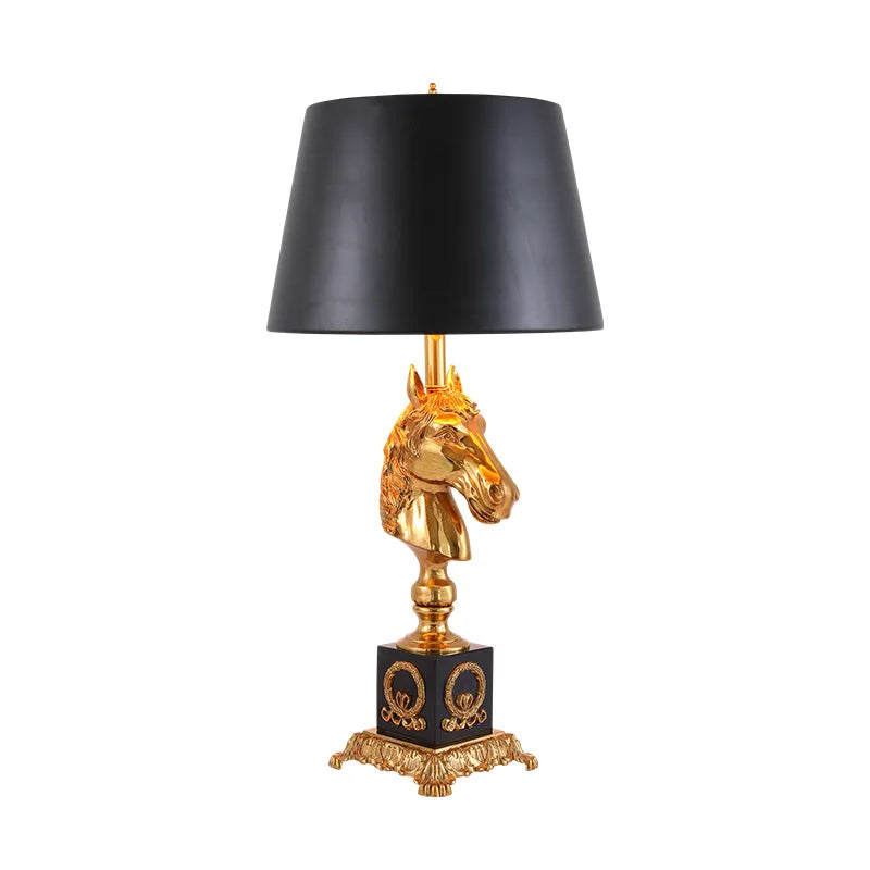 European Style Brass Horse Head Table Lamp