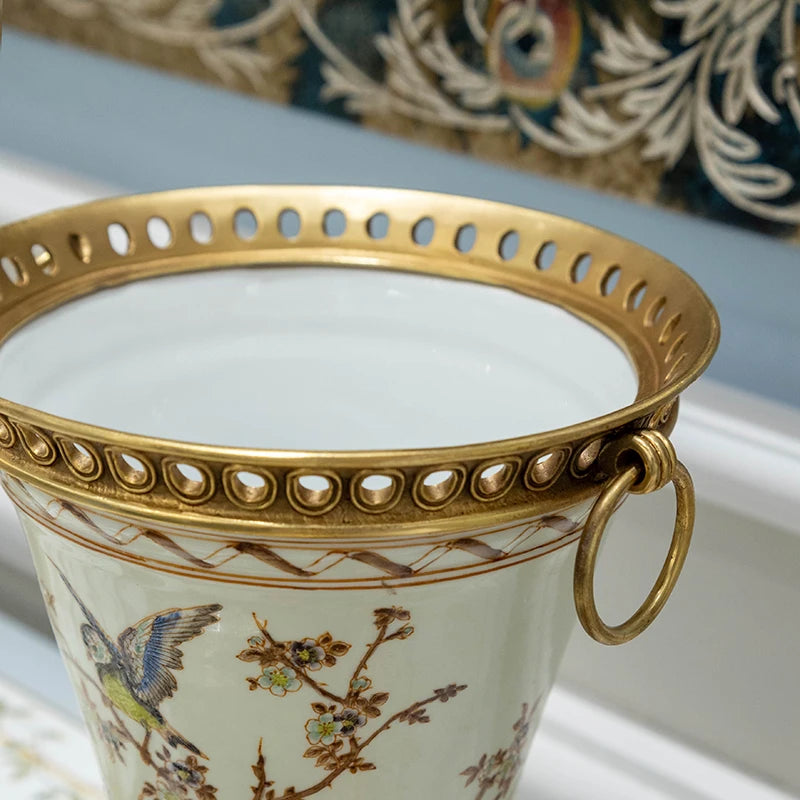 Hand-painted French luxury porcelain with brass decoration Ornaments