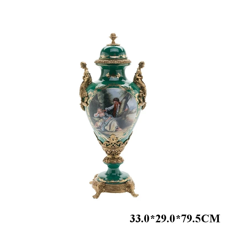 Luxury decorative figurine cup angel ceramic painting vase