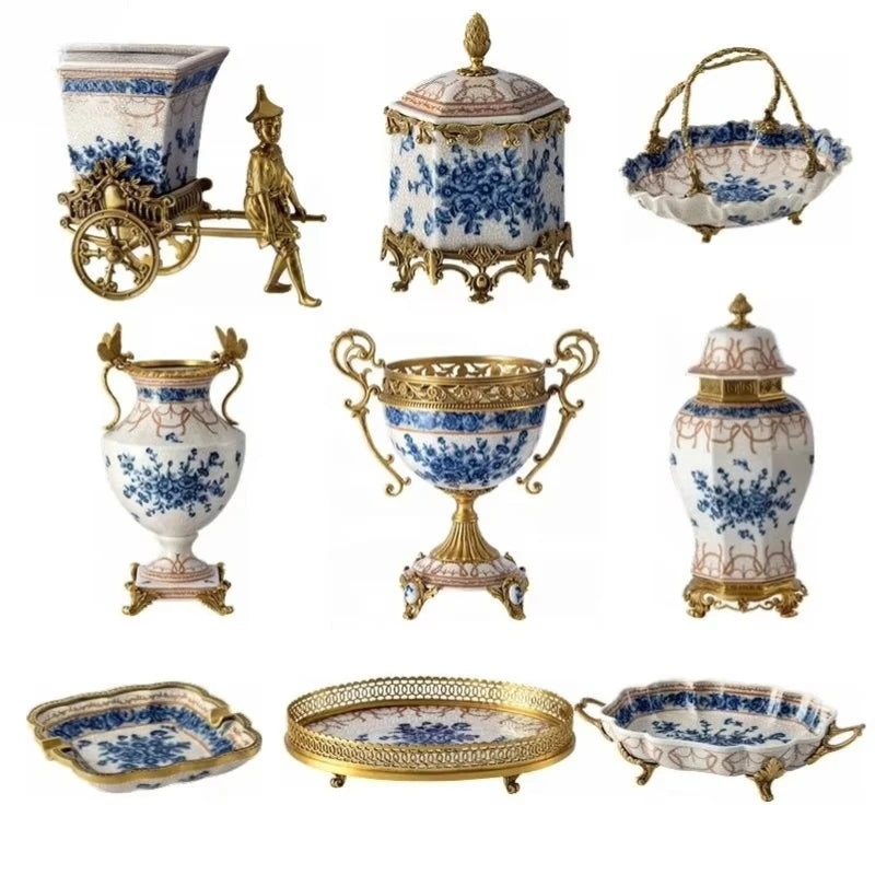 Hand Painted - Blue and white ceramic ornament set