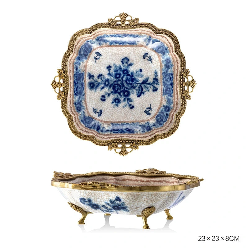 Hand Painted - Blue and white ceramic ornament set