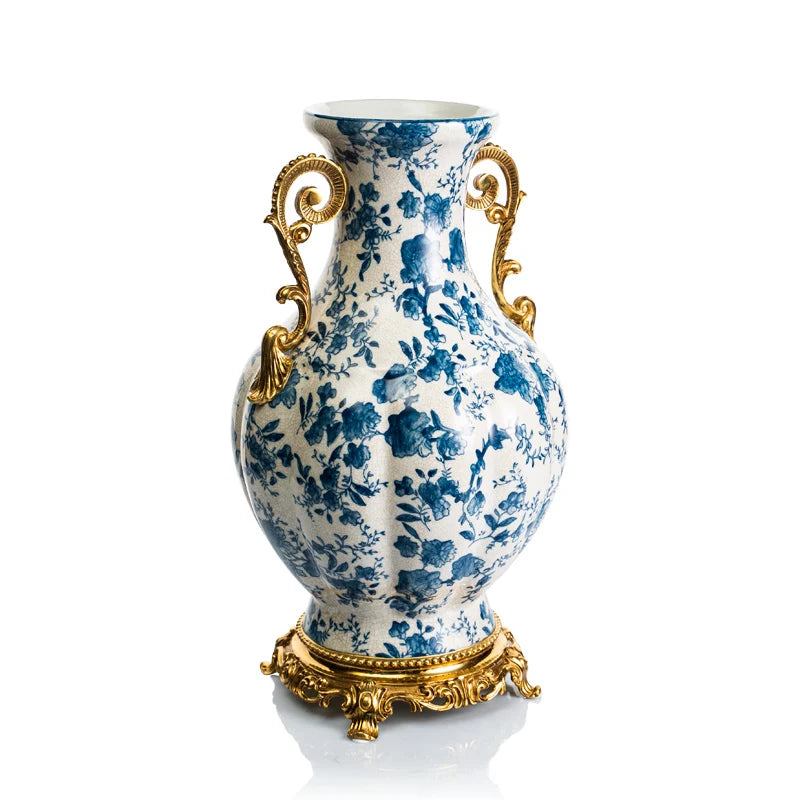 Blue and white porcelain with copper Decoration ornaments