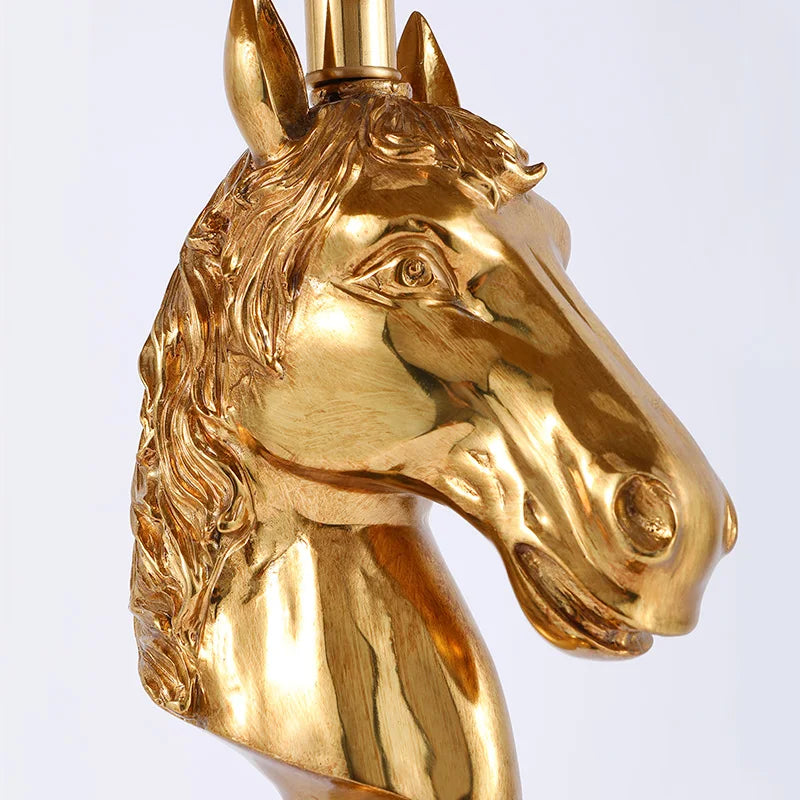 European Style Brass Horse Head Table Lamp