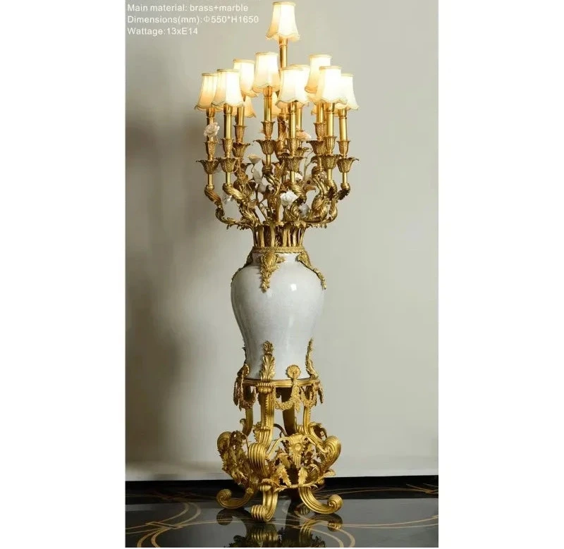 Gorgeous luxury floor lamp combining copper warmth and marble elegance in Dubai 