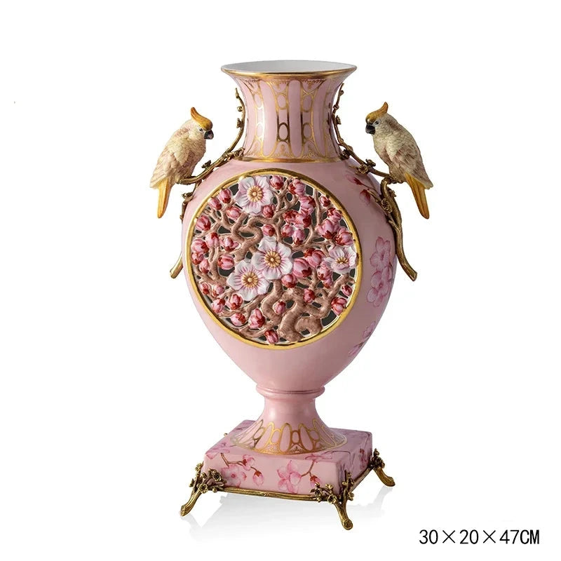 Pink Ceramic with copper decoration ornaments