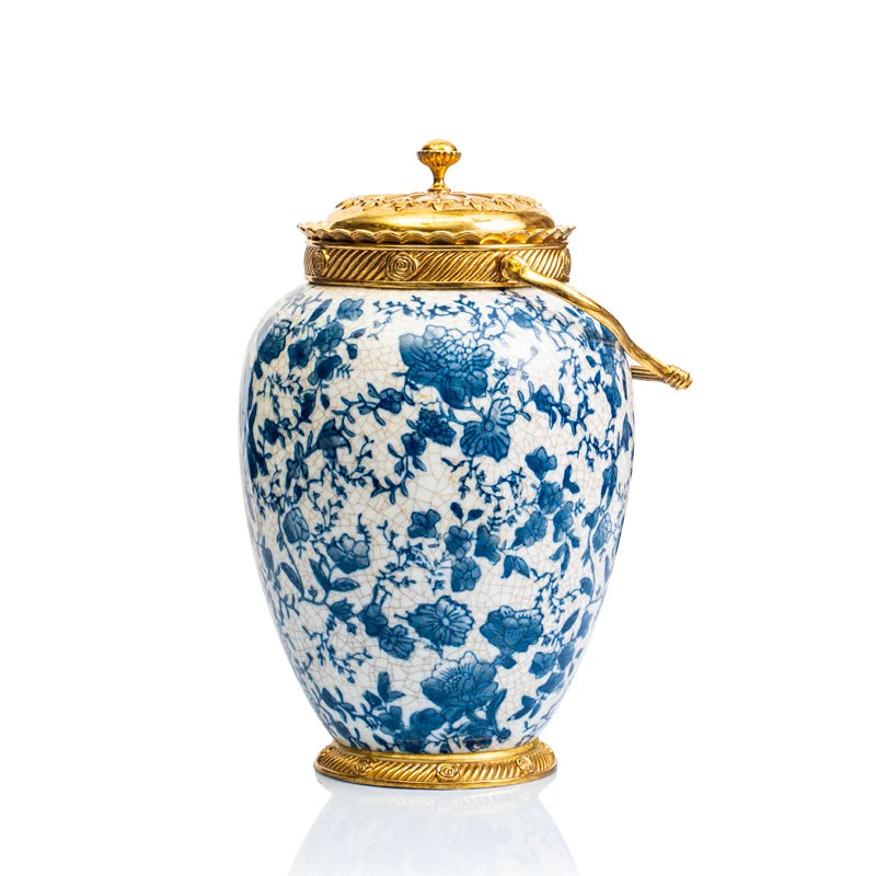 Blue and white porcelain with copper Decoration ornaments