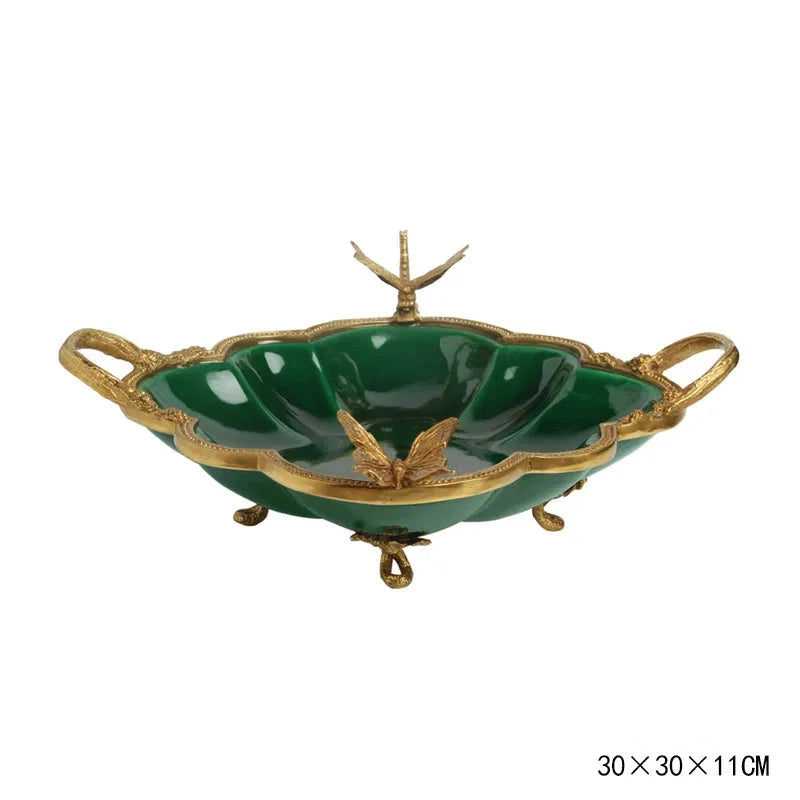 Decorative green bowl with gold accents - Luxury Home decor 