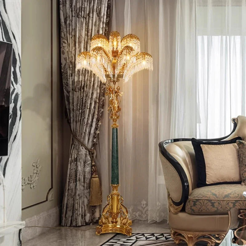 French Luxury Brass Standing Vintage Floor Lamp