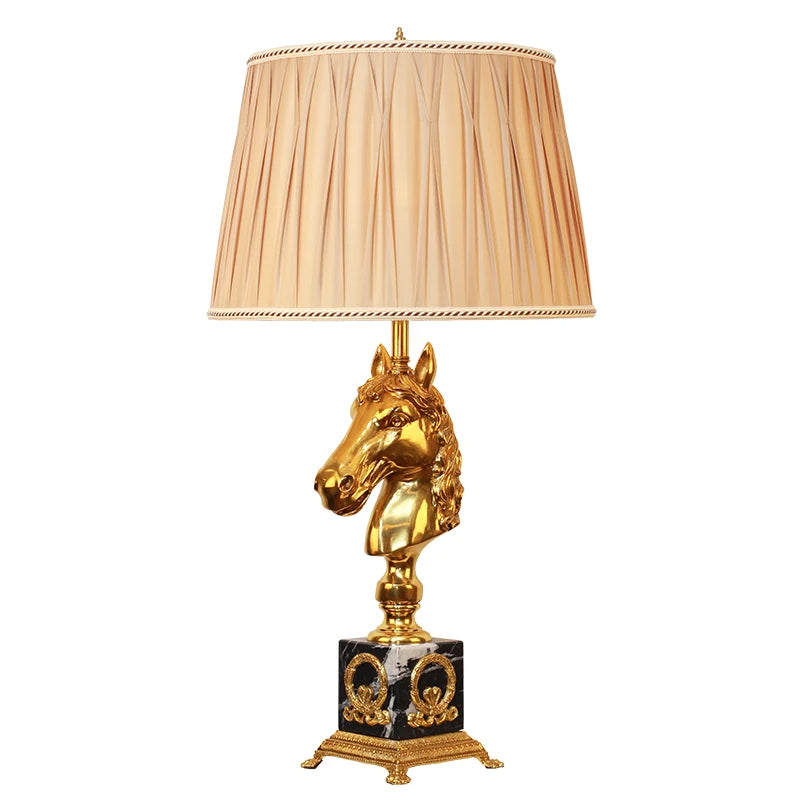 French Full Copper Horse Head Table Lamp