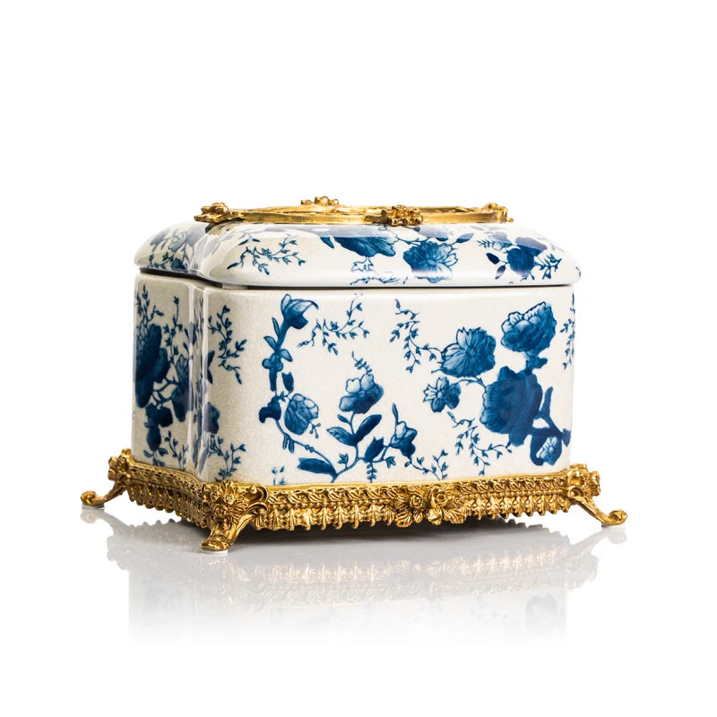 Blue and white porcelain with copper Decoration ornaments