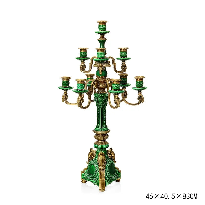 Decorative green and gold candelabrum  -Luxury Home decor 