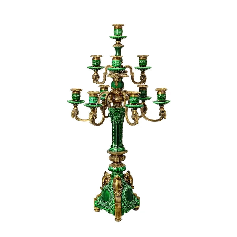 Decorative green and gold candelabrum 