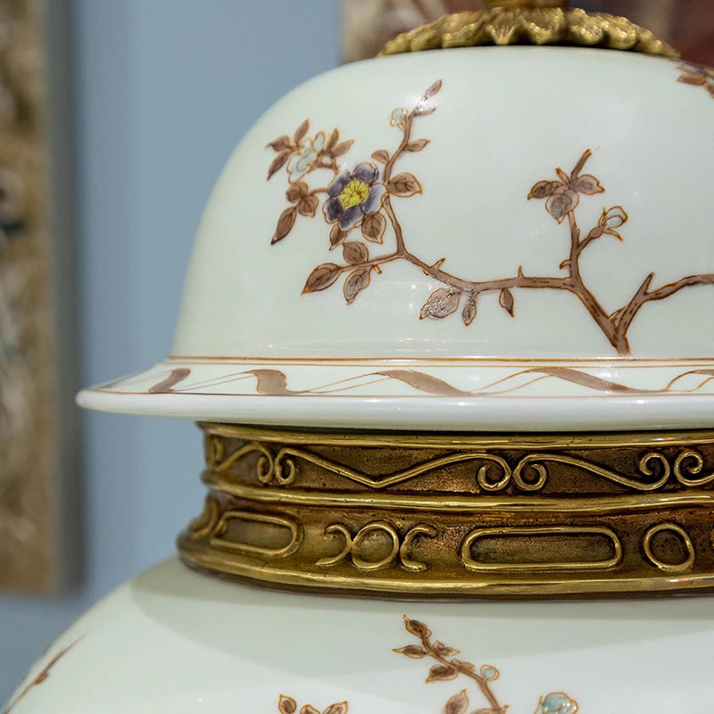 Hand-painted French luxury porcelain with brass decoration Ornaments