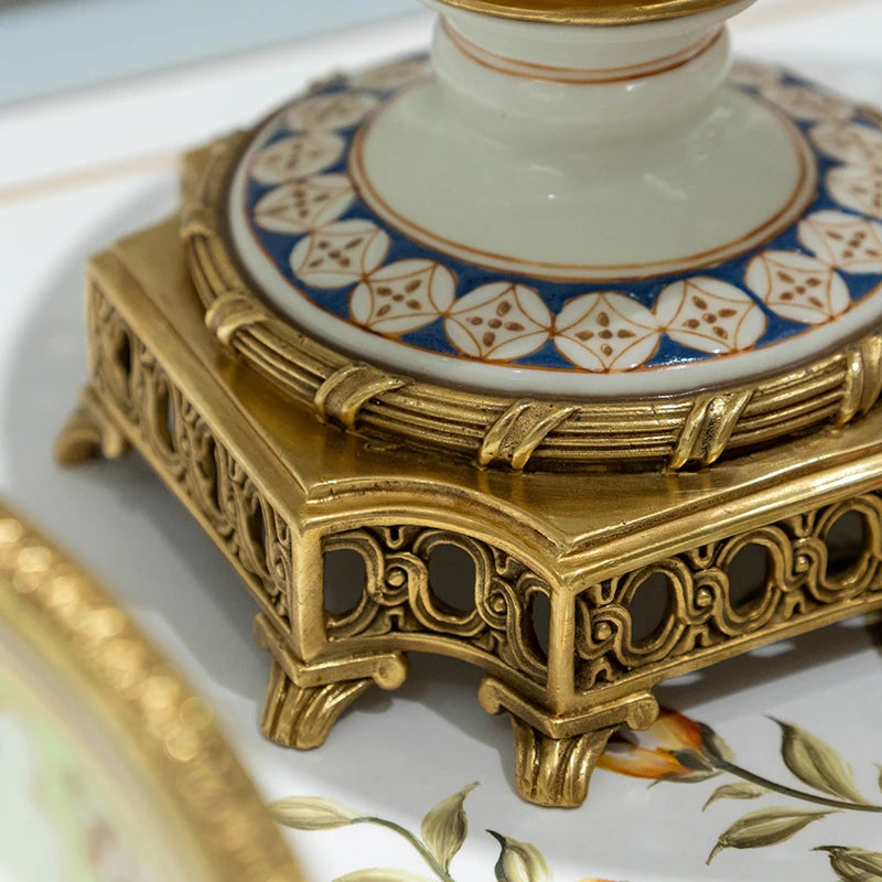 Hand-painted French luxury porcelain with brass decoration Ornaments