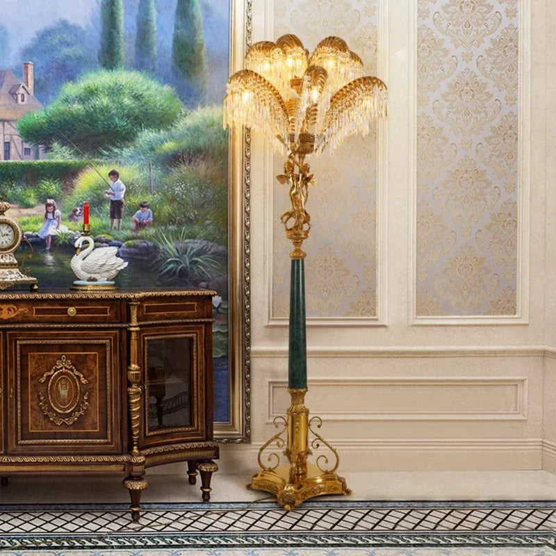 French Luxury Brass Standing Vintage Floor Lamp