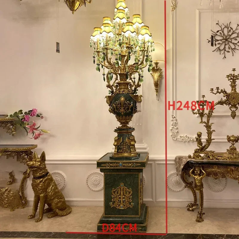 صباح أرضي فاخر من البرونز بقاعدة رخامية للفلل والمجالس الفخمة والمنازل الراقية في السعودية -الامارات -الكويت -قطر -إضاءة أرضية فاخرة لديكور فاخر  