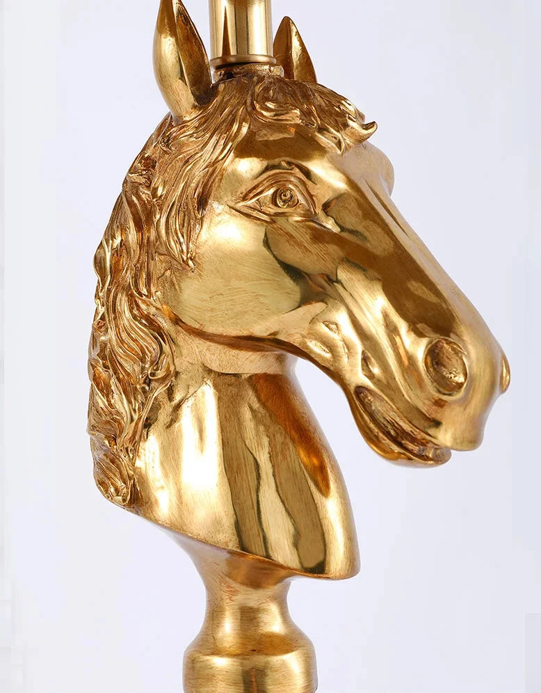 European Style Brass Horse Head Table Lamp