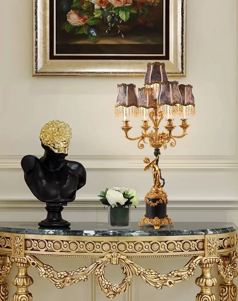 European Style Angel Brass Table Lamp