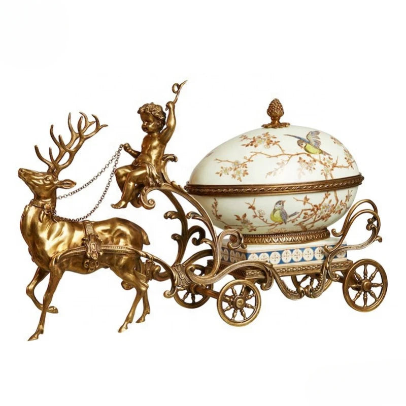 Hand-painted French luxury porcelain with brass decoration Ornaments