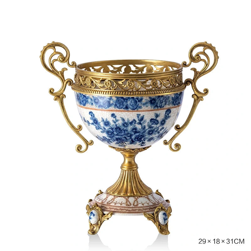 Hand Painted - Blue and white ceramic ornament set