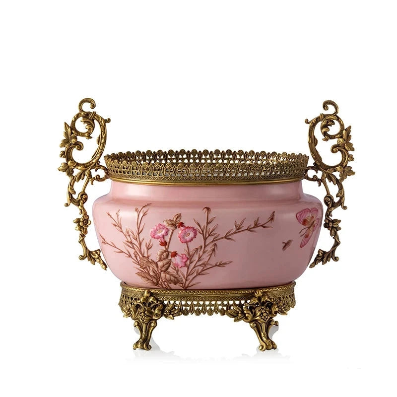 Pink Ceramic with copper decoration ornaments