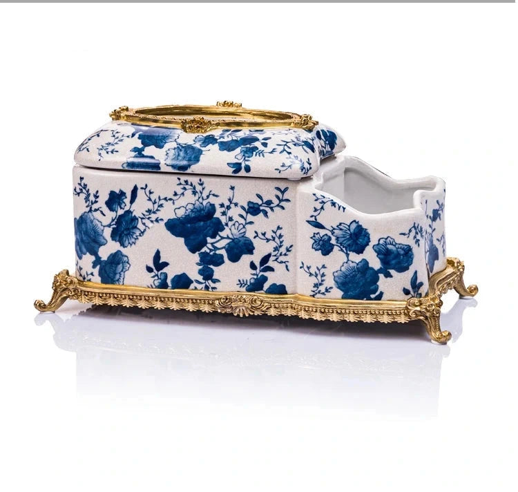 Blue and white porcelain with copper Decoration ornaments