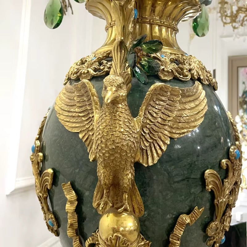 Luxury Bronze Floor Lamp with Marble Base – European Style Decorative Lighting