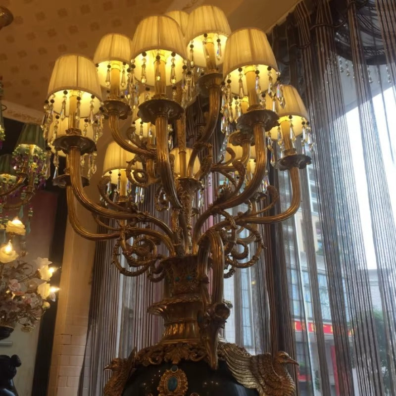 Luxury Bronze Floor Lamp with Marble Base – European Style Decorative Lighting