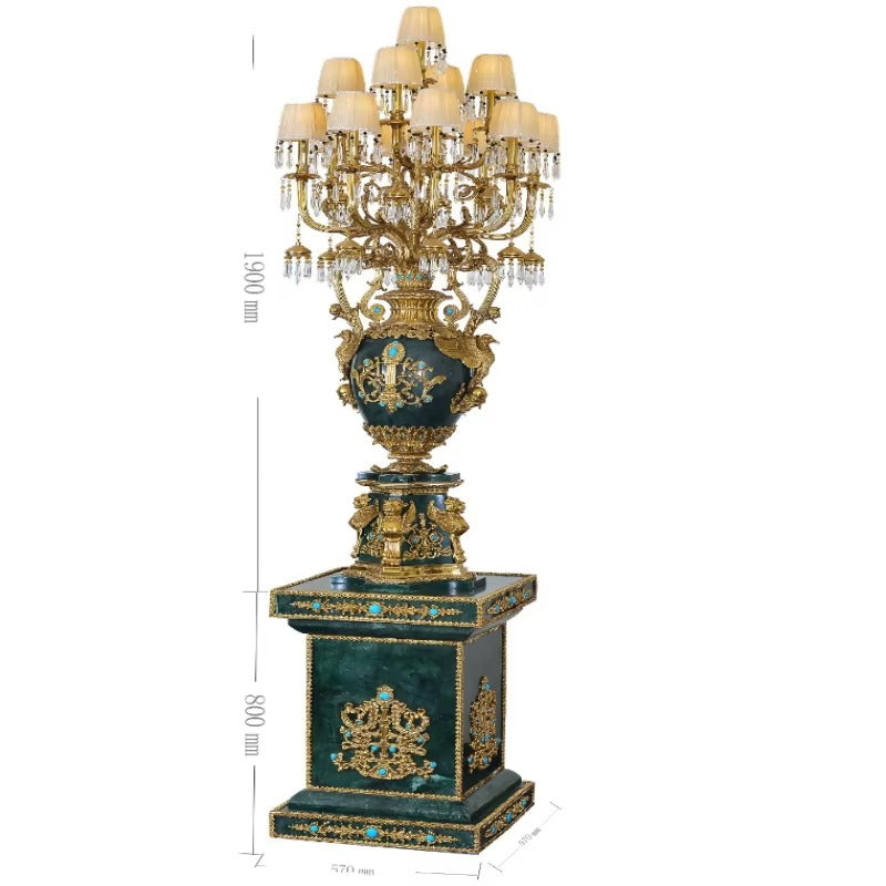 مصباح أرضي فاخر بتصميم أوروبي فني من البرونز والرخام لإضاءة راقية للفلل والمجالس الفخمة فى السعودية - الكويت - الامارات - قطر