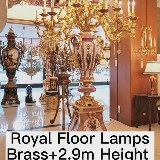 French palace style floor lamp with copper and crystal for luxury villas - Luxury interior in UAE & KSA 