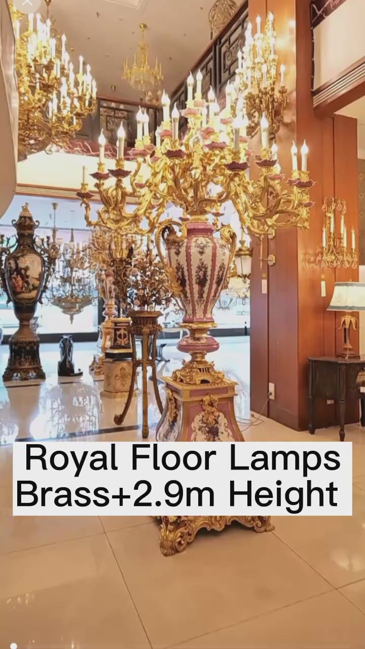 French palace style floor lamp with copper and crystal for luxury villas - Luxury interior in UAE & KSA 